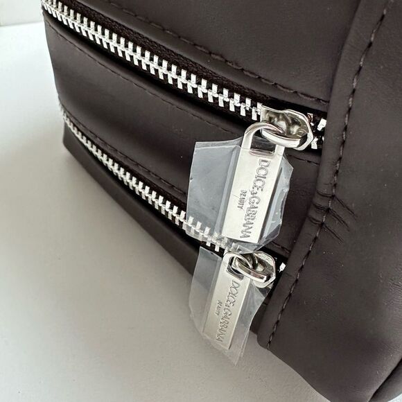 Dolce & Gabbana Beauty Cosmetic Toiletry Bag Brown Dual Zipper 2 Compartments - Picture 6 of 10